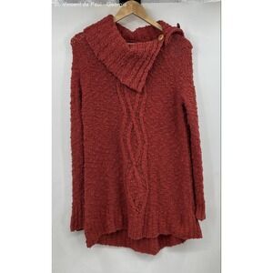 Anthropology Moth Orange Crochet‎ Knit Cowl Pullover Sweater Women's S Oversized